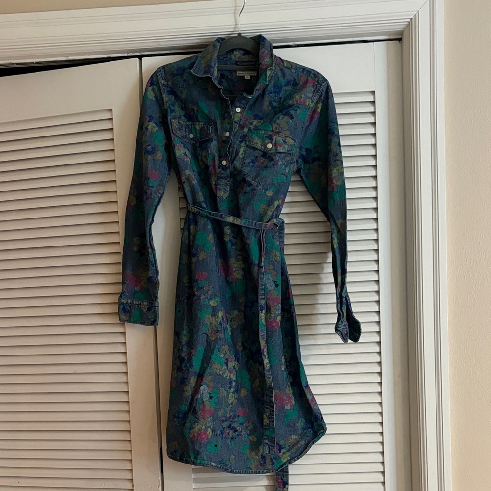 GAP maternity denim floral dress XS